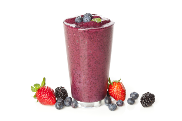 Ingredients:  1- 2 tsp Purple Powder 1/4 cup strawberries fresh or frozen 1/4 cup of blueberries 1/4 cup of blackberries 100ml yoghurt 200ml almond milk