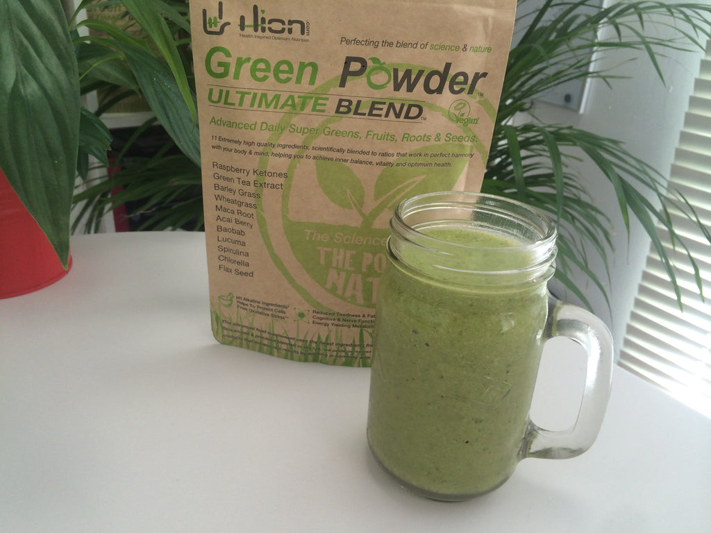 Hion green powder alkaline protein vegan smoothie